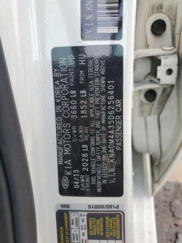 KNADM4A35D6256401 - 2013 KIA RIO LX WHITE photo 13