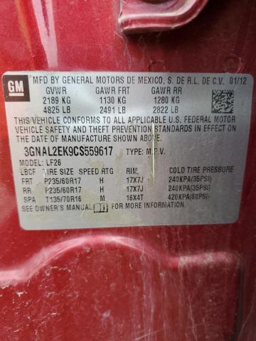 3GNAL2EK9CS559617 - 2012 CHEVROLET CAPTIVA SPORT წითელი ფოტო 14