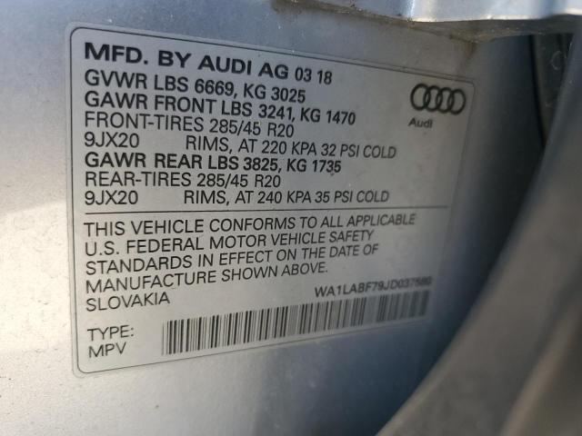WA1LABF79JD037580 - 2018 AUDI Q7 PREMIUM PLUS Արծաթագույն լուսանկար 13