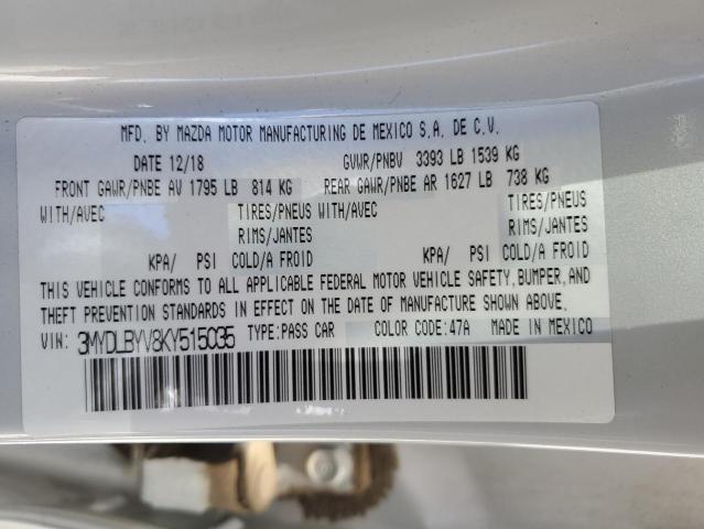 3MYDLBYV8KY515035 - 2019 TOYOTA YARIS L 银色 照片 12