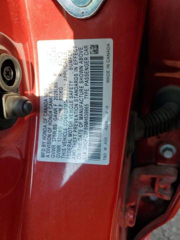 2HGFC2F89MH539665 - 2021 HONDA CIVIC SPORT 红色 照片 12