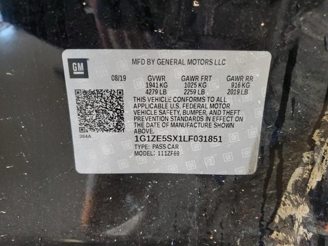 1G1ZE5SX1LF031851 - 2020 CHEVROLET MALIBU PREMIER BLACK photo 13