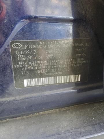 5NPEB4AC1DH633325 - 2013 HYUNDAI SONATA GLS BLUE photo 12