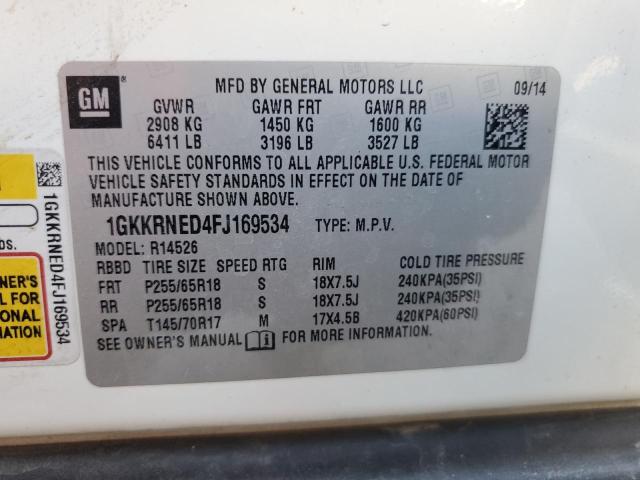 1GKKRNED4FJ169534 - 2015 GMC ACADIA SLE WHITE photo 14