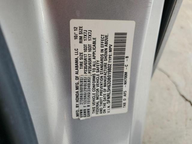 5FNRL5H63DB019802 - 2013 HONDA ODYSSEY EXL 银色 照片 13