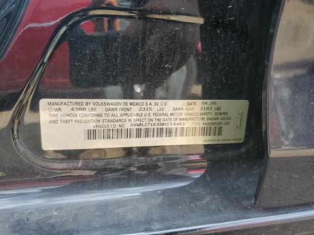 3VWRJ71KX8M154461 - 2008 VOLKSWAGEN JETTA WOLFSBURG BURGUNDY photo 12