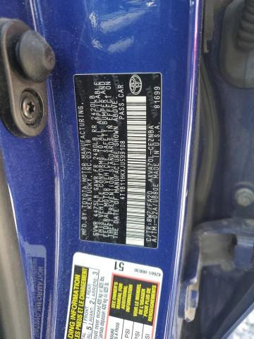 4T1B11HKXJU599108 - 2018 TOYOTA CAMRY L BLUE photo 13