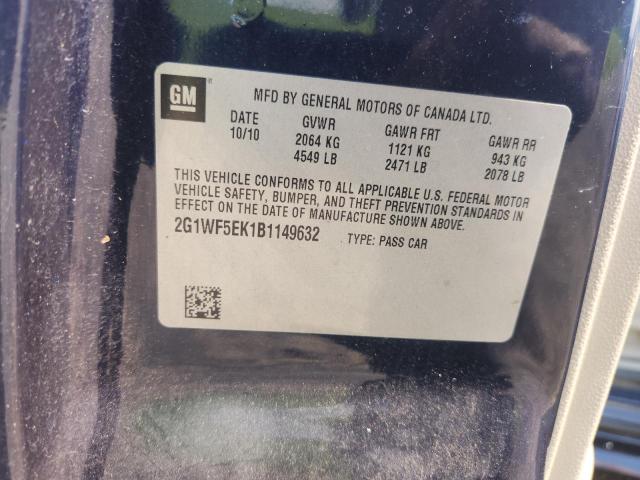 2G1WF5EK1B1149632 - 2011 CHEVROLET IMPALA LS Niebieski zdjęcie 12