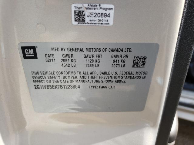 2G1WB5EK7B1228864 - 2011 CHEVROLET IMPALA LT 金色 照片 20