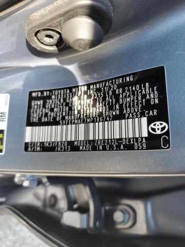 5YFEPMAE7MP186747 - 2021 TOYOTA COROLLA LE Niebieski zdjęcie 12