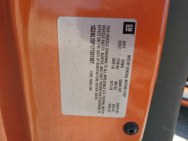 1G2AL15F177291967 - 2007 PONTIAC G5 Turuncu fotoğraf 12