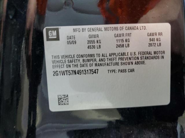 2G1WT57N491317547 - 2009 CHEVROLET IMPALA 1LT BLACK photo 12