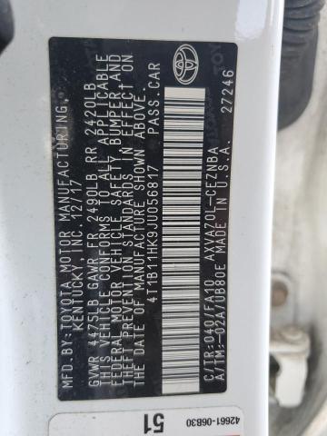 4T1B11HK9JU056817 - 2018 TOYOTA CAMRY L WHITE photo 12