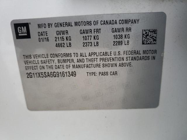 2G11X5SA6G9161349 - 2016 CHEVROLET IMPALA LS WHITE photo 12