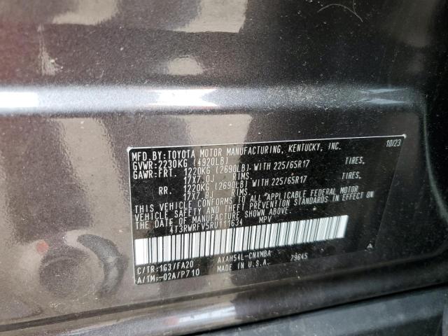 4T3RWRFV5RU111634 - 2024 TOYOTA RAV4 XLE GRAY photo 13