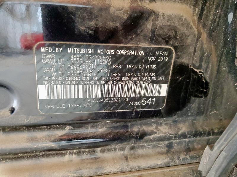 JA4AD3A35LZ021133 - 2020 MITSUBISHI OUTLANDER SE BLACK photo 12