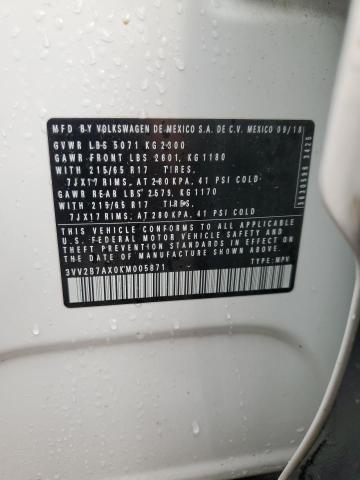 3VV2B7AX0KM005871 - 2019 VOLKSWAGEN TIGUAN SE WHITE photo 13