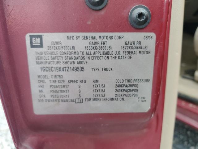 1GCEC19X47Z149505 - 2007 CHEVROLET SILVERADO C1500 CLASSIC RED photo 12