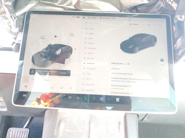 5YJ3E1EA4NF375615 - 2022 TESLA MODEL 3 Սև լուսանկար 9