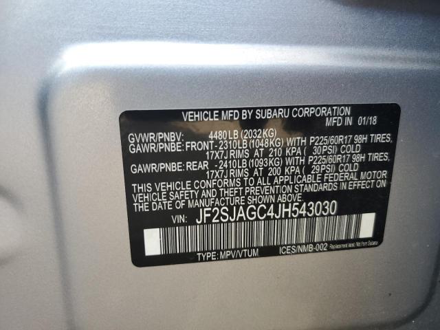JF2SJAGC4JH543030 - 2018 SUBARU FORESTER 2.5I PREMIUM 银色 照片 13