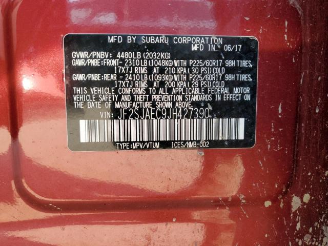 JF2SJAEC9JH427390 - 2018 SUBARU FORESTER 2.5I PREMIUM MAROON photo 13