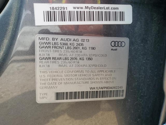 WA1LFAFP8DA062245 - 2013 AUDI Q5 PREMIUM PLUS Արծաթագույն լուսանկար 13