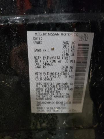 5N1AR2MM4DC608168 - 2013 NISSAN PATHFINDER S BLACK photo 13