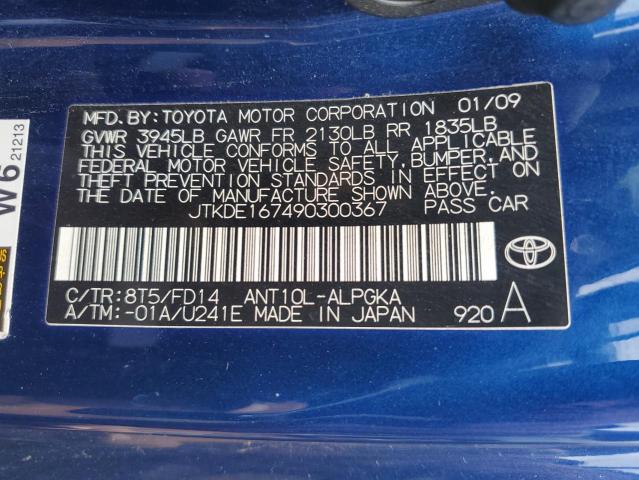 JTKDE167490300367 - 2009 TOYOTA SCION TC 蓝色 照片 13
