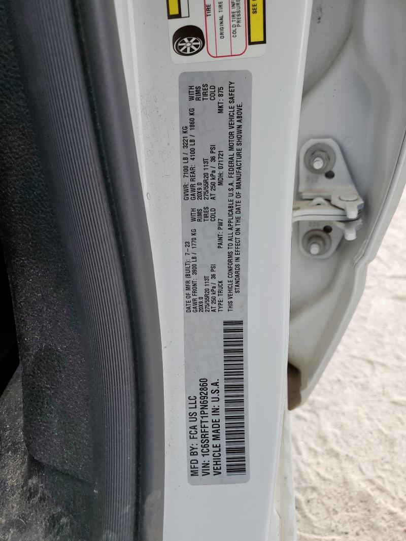 1C6SRFFT1PN692860 - 2023 RAM 1500 BIG HORN/LONE STAR WHITE photo 13