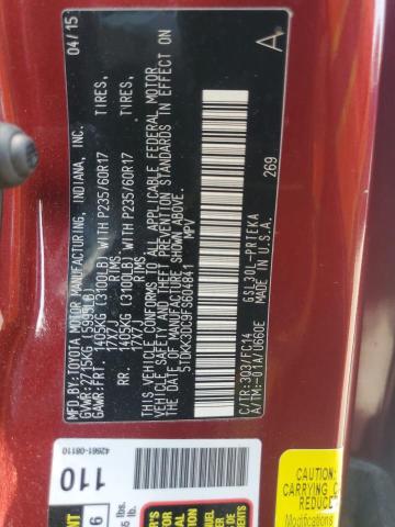 5TDKK3DC9FS604841 - 2015 TOYOTA SIENNA LE 勃艮第红 照片 14