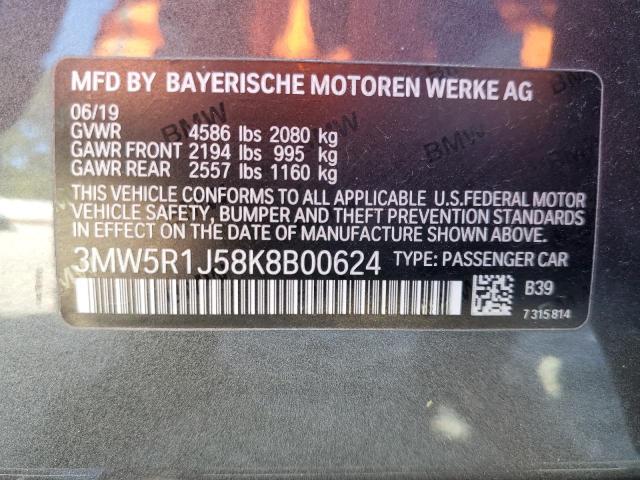 3MW5R1J58K8B00624 - 2019 BMW 330I CHARCOAL photo 13
