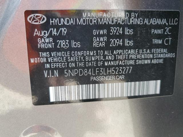 5NPD84LF3LH523277 - 2020 HYUNDAI ELANTRA SEL GRAY photo 13