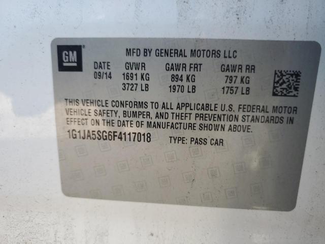 1G1JA5SG6F4117018 - 2015 CHEVROLET SONIC LS WHITE photo 12