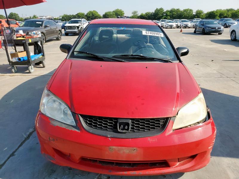 1HGEM22145L067011 - 2005 HONDA CIVIC DX VP წითელი ფოტო 5