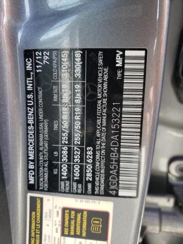 4JGDA5HB4DA153221 - 2013 MERCEDES-BENZ ML 350 4MATIC GRAY photo 12