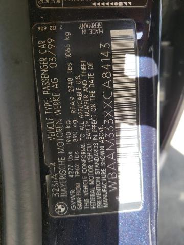 WBAAM333XXCA84143 - 1999 BMW 323 I AUTOMATIC BLUE photo 12