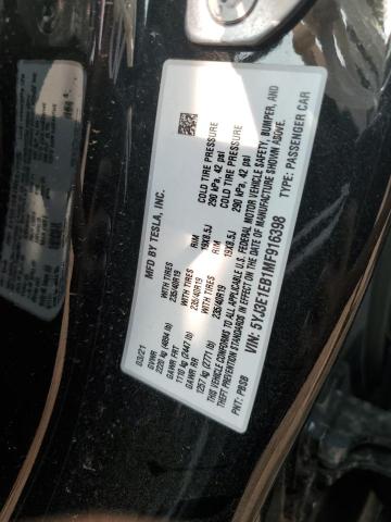 5YJ3E1EB1MF916398 - 2021 TESLA MODEL 3 CHARCOAL photo 12