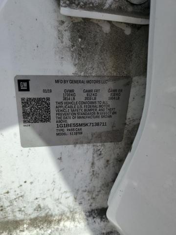 1G1BE5SM5K7138711 - 2019 CHEVROLET CRUZE LT WHITE photo 12