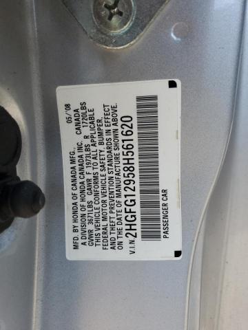 2HGFG12958H561620 - 2008 HONDA CIVIC EXL 银色 照片 12