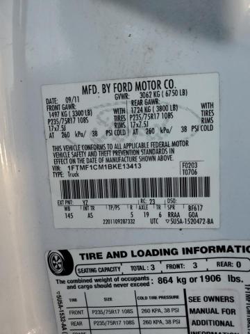 1FTMF1CM1BKE13413 - 2011 FORD F150 Սպիտակ լուսանկար 13