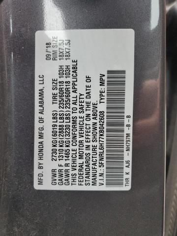 5FNRL6H77KB042608 - 2019 HONDA ODYSSEY EXL 灰色 照片 14