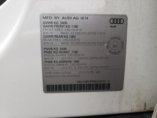 WA1MFCFP9EA087513 - 2014 AUDI Q5 PROGRESSIV WHITE photo 14