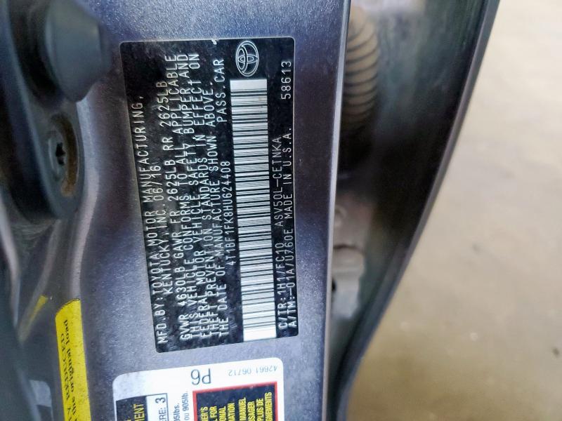 4T1BF1FK8HU624408 - 2017 TOYOTA CAMRY LE GRAY photo 12