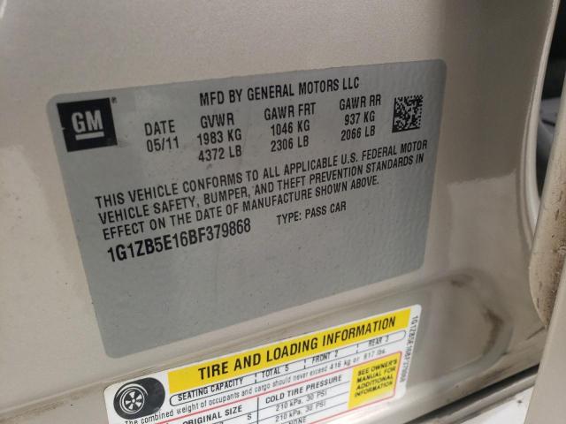 1G1ZB5E16BF379868 - 2011 CHEVROLET MALIBU LS ოქროსფერი ფოტო 13
