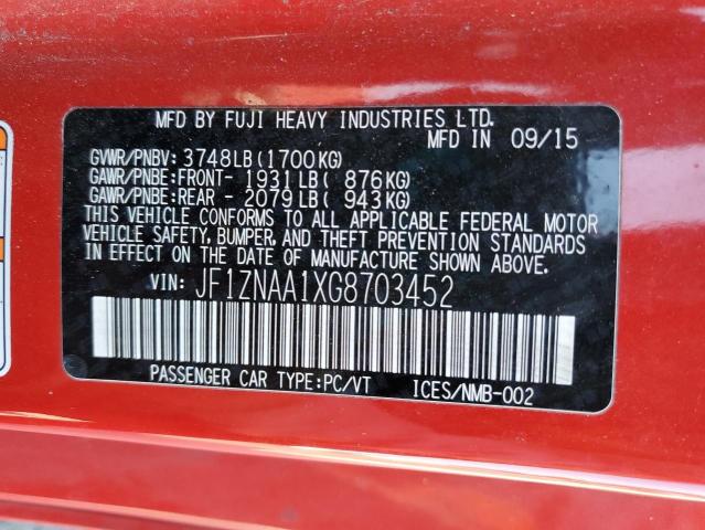 JF1ZNAA1XG8703452 - 2016 TOYOTA SCION FR-S Қызыл фото 12