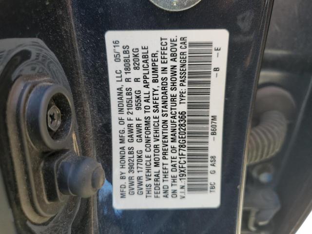 19XFC1F78GE028366 - 2016 HONDA CIVIC EXL 黑色 照片 12