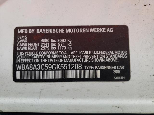 WBA8A3C59GK551208 - 2016 BMW 320 XI WHITE photo 12