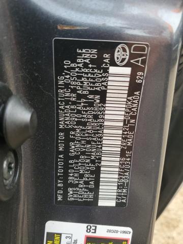 2T1BU4EE9AC389592 - 2010 TOYOTA COROLLA BASE 灰色 照片 12