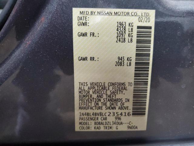 1N4BL4BV8LC235416 - 2020 NISSAN ALTIMA S GRAY photo 13