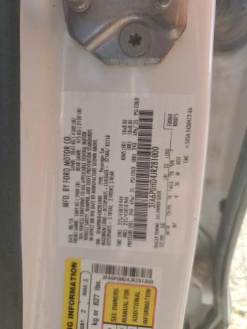 3FA6P0HD4JR281000 - 2018 FORD FUSION SE WHITE photo 12